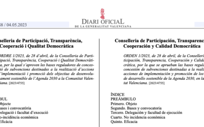 Subvenciones para la financiación de actuaciones de implementación y promoción de los Objetivos de Desarrollo Sostenible de la Agenda 2030, en el ámbito local. Generalitat Valenciana