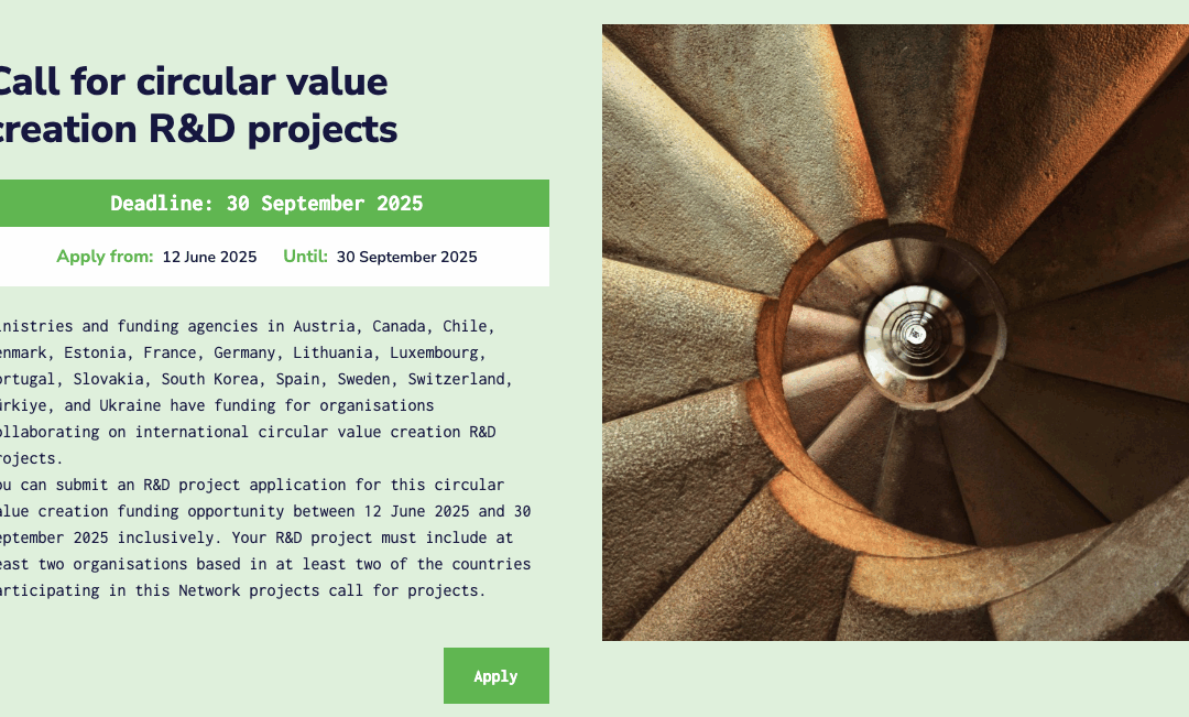 Convocatoria EUREKA para proyectos de I+D en Economía Circular