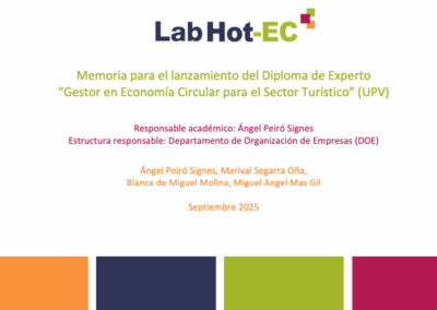Memoria para el lanzamiento del Diploma de Experto “Gestor en Economía Circular para el Sector Turístico” (UPV)
